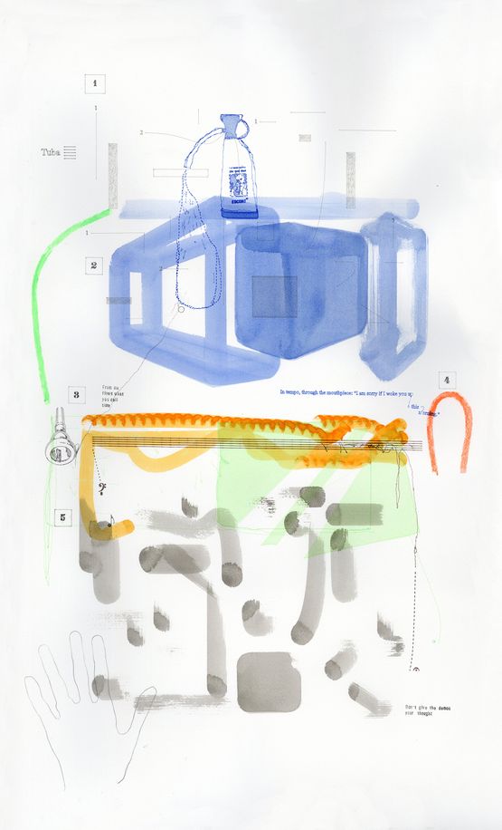 Ancillary Motion 9 for TubaI am sorry if I woke you up this morning by Samson Young contemporary artwork Works on Paper