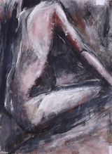 Nude Sitting From back view by Solamalay Namasivayam contemporary artwork works on paper