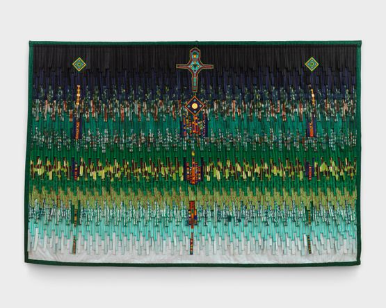 Croix dAgadez et kente by Abdoulaye Konate contemporary artwork Textile