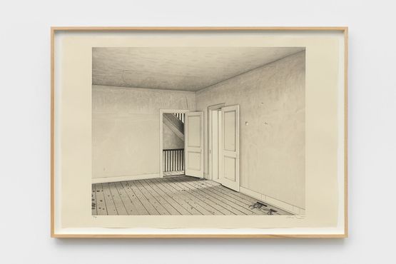 Incendiary Test Area Interior View of Doors Opening      into           South Stairwell by Gardar Eide Einarsson contemporary artwork Print