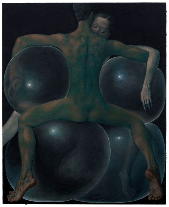 Cuddling by Yan Bingqing contemporary artwork Painting