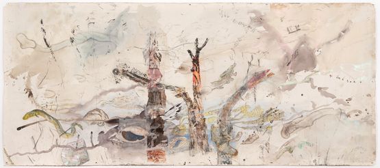 Umwelt - The life world of the Mangrove oyster the Teredo worm and the Giant Marbled eel by John Wolseley contemporary artwork Painting