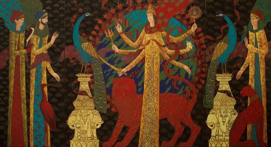 Indian Legend triptych by Timur DVatz contemporary artwork Painting