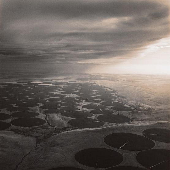 Cloud Front and Center-Pivot Irrigation Circles near the Columbia River Benton County Washington by Emmet Gowin contemporary artwork Painting