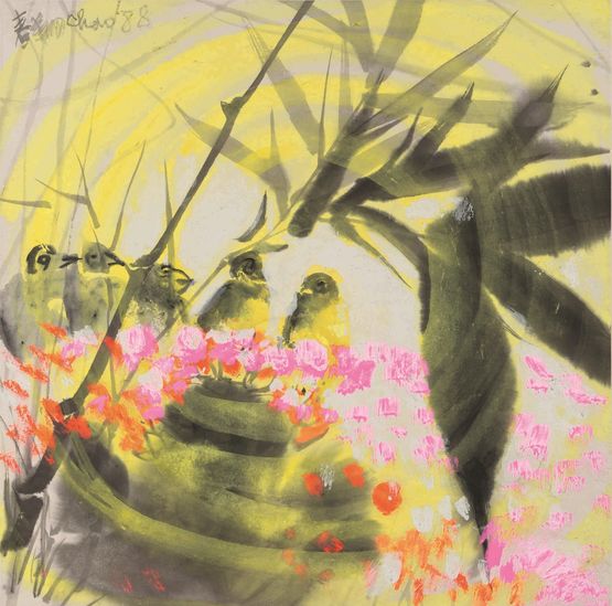 Sunrise behind the Bamboo by Chao Chung-Hsiang contemporary artwork Painting