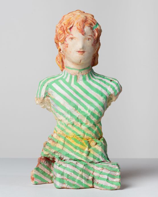 Woman with green stripes by Linda Marrinon contemporary artwork Painting