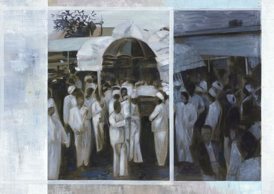 The Funeral  by Sawangwongse Yawnghwe contemporary artwork Painting