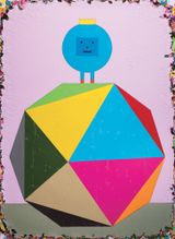 The King Who is Doing Nothing but Standing on a Colorful Ball by Lai Chiu-Chen contemporary artwork painting