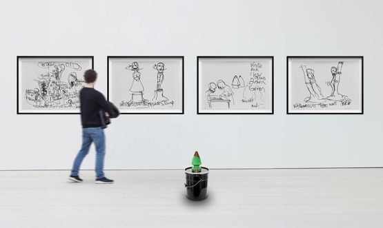 Tree Green Plug Bottle Whisky Bucket Black inclusive of four signed prints - Complete Special Edition by Paul McCarthy contemporary artwork Sculpture
