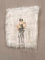 Moustache-gut-brain axis by Hayv Kahraman contemporary artwork drawing painting works on paper