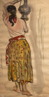 Girl with a Water Jug by Mikayil Abdullayev contemporary artwork works on paper