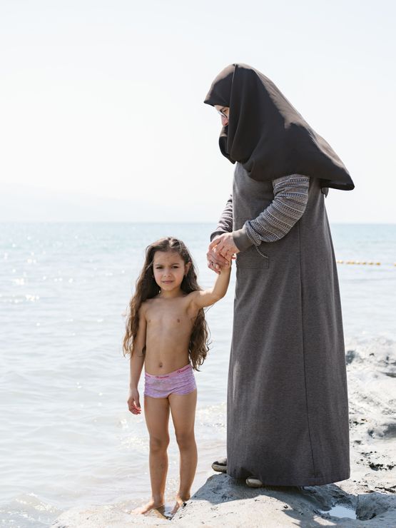 Souhila and Eliana at the Dead Sea Palestine by Lucas Foglia contemporary artwork Print