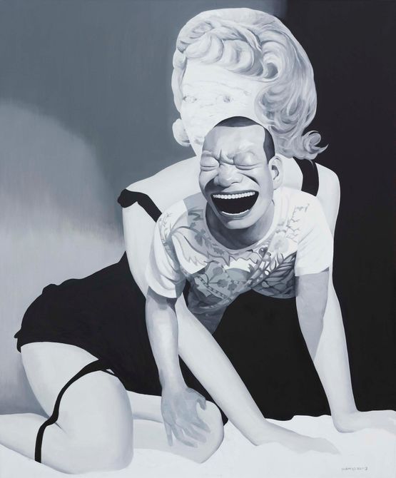 Overlap by Yue Minjun contemporary artwork Painting