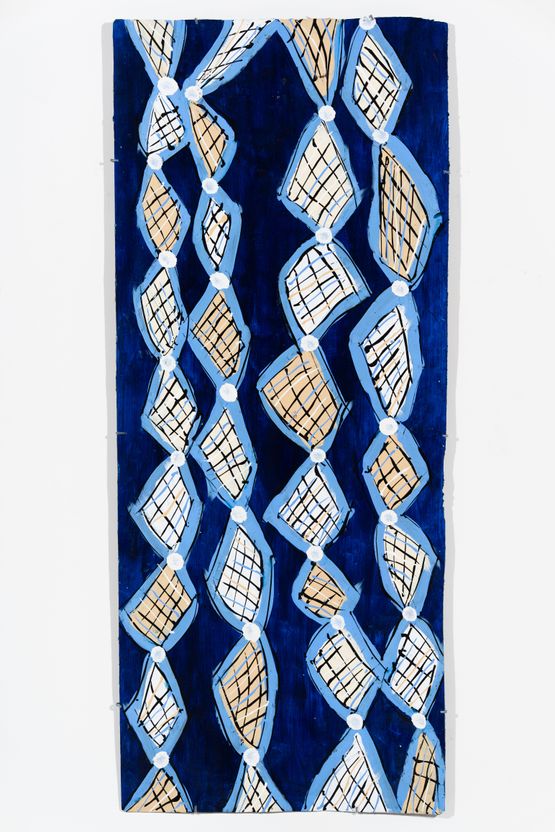 Blue Fire by Dhambit Mununggurr contemporary artwork Painting