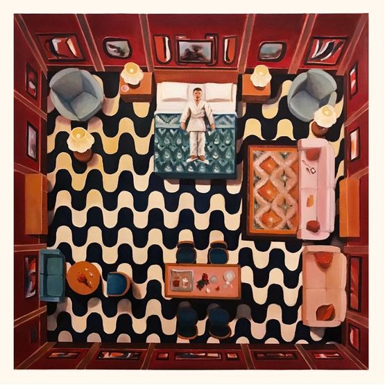 An Art Collector sleeping in his Hotel Room by Justin Loke contemporary artwork Painting