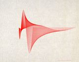 Red Sinewave by Charles Csuri contemporary artwork drawing works on paper