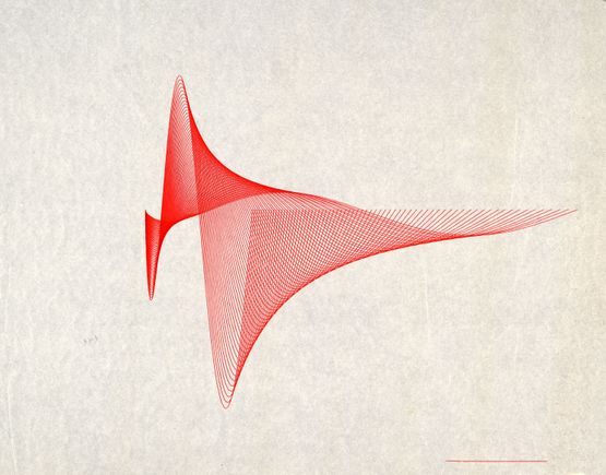 Red Sinewave by Charles Csuri contemporary artwork Works on Paper