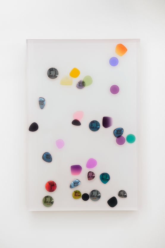 October 2012 Blue blurs into white As we watched a pearl moon. by Jim Lambie contemporary artwork Painting