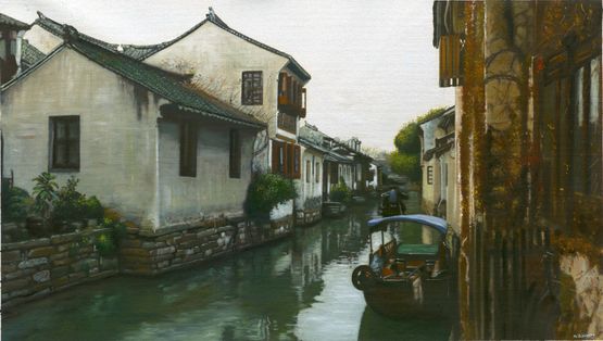 A Canal Town South of the Yangtze 6 by Mi Qiaoming contemporary artwork Painting