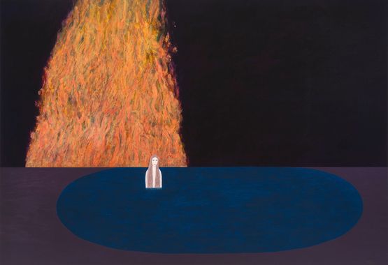 The night falls The pool of mnemosyne by Heather B. Swann contemporary artwork Painting