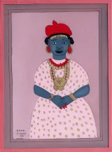 Portrait of a Lady in Red and Pink by Gora MBengue contemporary artwork painting