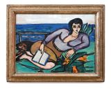 Liegende Frau am Meer Reclining Woman by the Sea by Max Beckmann contemporary artwork painting