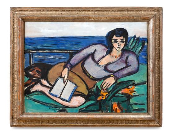 Liegende Frau am Meer Reclining Woman by the Sea by Max Beckmann contemporary artwork Painting