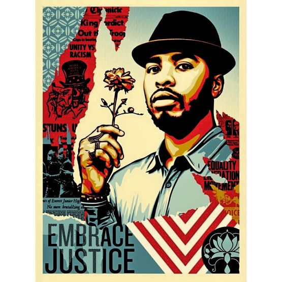 Embrace Justice by Shepard Fairey contemporary artwork Works on Paper