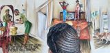 Sowing seeds Chinedums itchy yellow lace dress by Ekene Emeka-Maduka contemporary artwork painting