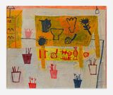 Studio Still Life Ochre by Florence Hutchings contemporary artwork painting works on paper