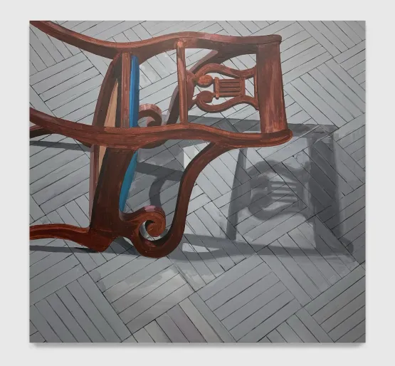 Chair turned over by Sylvia Plimack Mangold contemporary artwork Painting