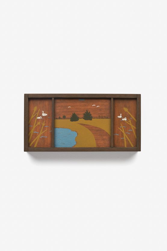 Road Through the Marsh with Cedar Trees and Swans by John Joseph Mitchell contemporary artwork Painting