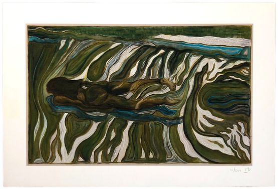Julie Swimming II by Billy Childish contemporary artwork Works on Paper
