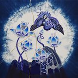 Lotus Crane - japan blue -1 by Kohei Kyomori contemporary artwork painting