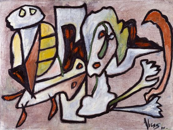 Composicion con figura animal by Oswaldo Vigas contemporary artwork Painting