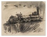Lokomotive Alte Dampflok by Lyonel Feininger contemporary artwork works on paper
