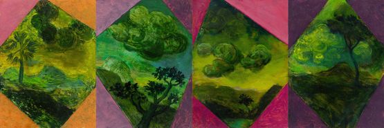 Four Sections from Clarks Myriorama en verdaille by Tony Clark contemporary artwork Works on Paper