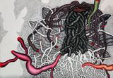 Blooded flowerscape by Pakkiyarajah Pushpakanthan contemporary artwork works on paper