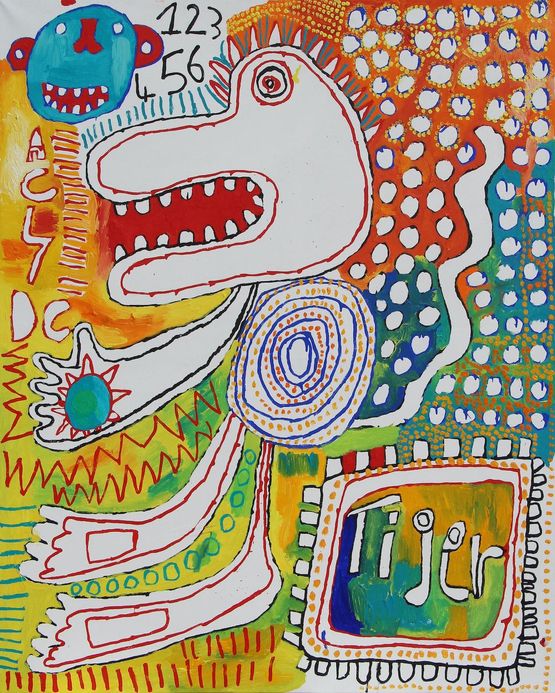 Malpa Wiru Good Friends by Kunmanara Tiger Yaltangki contemporary artwork Painting