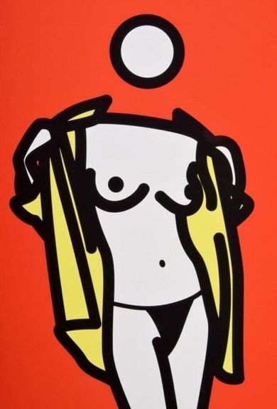 Woman Taking Off Man's Shirt, 2003 by Julian Opie, Lithograph in