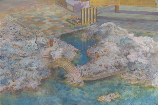 Jianzhen Ganjin - Todai-ji Temple Gardens by Kwong Man Chun contemporary artwork Painting