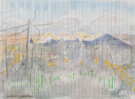 Mountains of the Lost World Bacau by Jon Cattapan Lyndell Brown and Charles Green contemporary artwork Painting