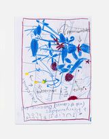 Garden Flowers Blue by Rose Wylie contemporary artwork works on paper drawing