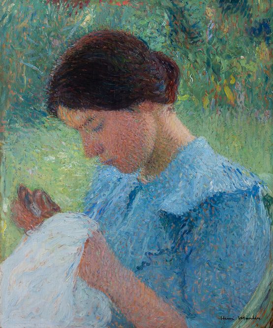 Jeune femme cousant by Henri Martin contemporary artwork Painting