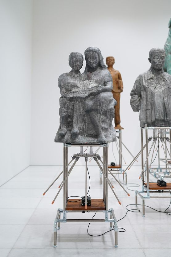 Active Statue Sisters Reading Books by Beak Jungki contemporary artwork Painting
