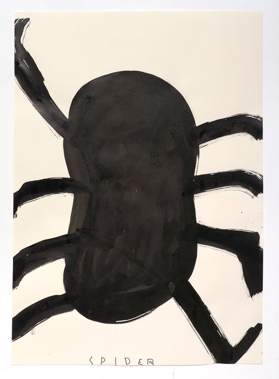 Black Spider One Hooked Leg by Rose Wylie contemporary artwork Painting