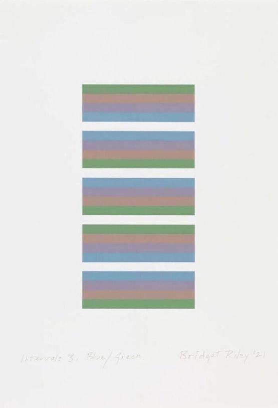 Intervals 3 - Blue  Green by Bridget Riley contemporary artwork Print