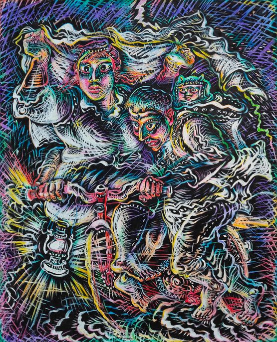 Cycling Series - Come Rain or Shine by Luo Zhongli contemporary artwork Painting