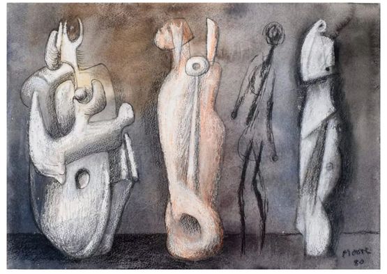 Four Standing Sculpture Ideas by Henry Moore contemporary artwork Painting