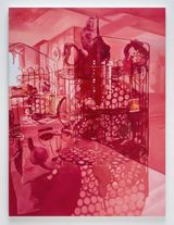 Red Scene_Cage 1 by Jihyun Lee contemporary artwork painting works on paper